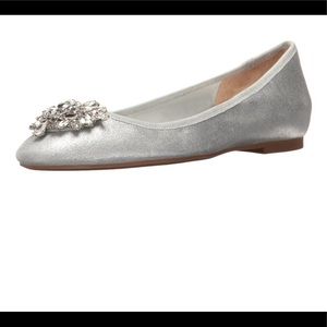 Badgley Mischka Metallic Crystal-Embellished Flats